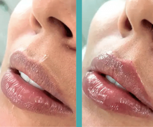 Before And After Lip Augmentation in Female patient